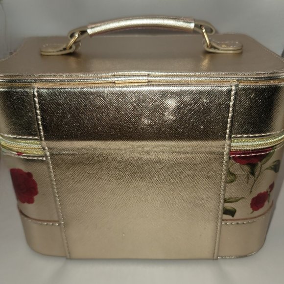 GOLD ROSES COLORED Cosmetics TRAVELING TRAIN CASE - Picture 2 of 11